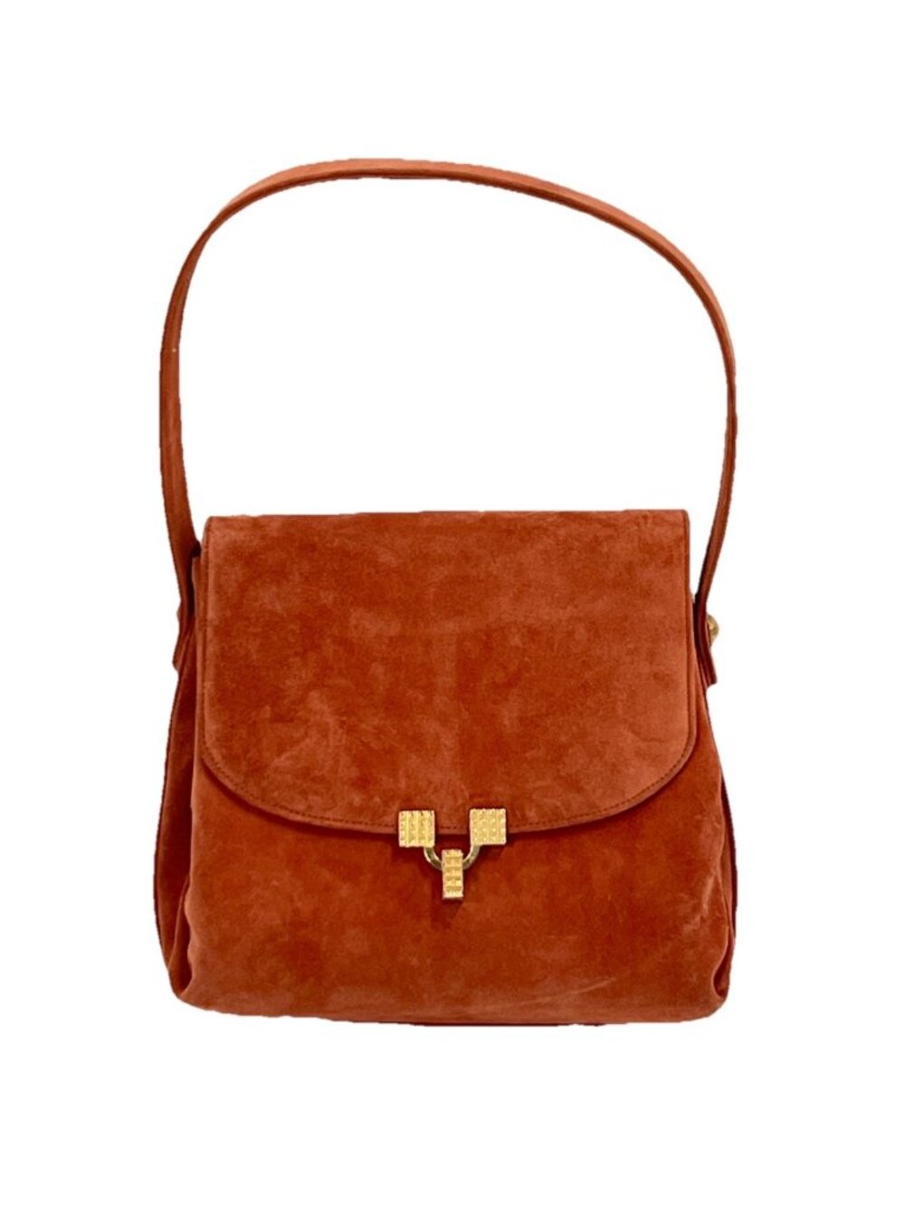 Vtg Nicolas Reich Suede Leather Shoulder Bag Gold Hardware Purse Retro